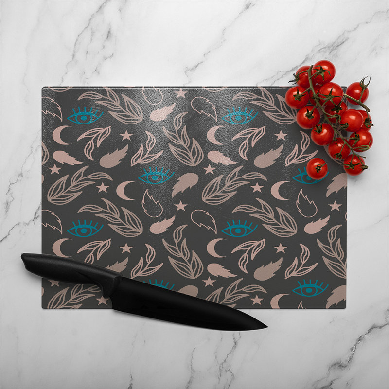 Floral Magic Eyes Glass Chopping Board, 28cm L x 20cm W