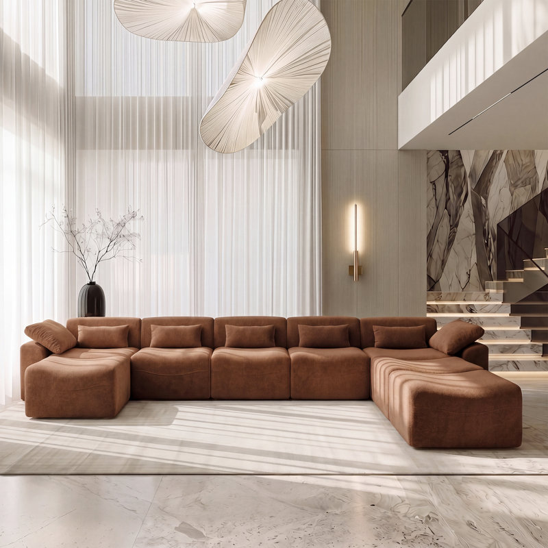 Canapé modulaire surdimensionné en U de 8 pièces Segal, Polyester rouille
