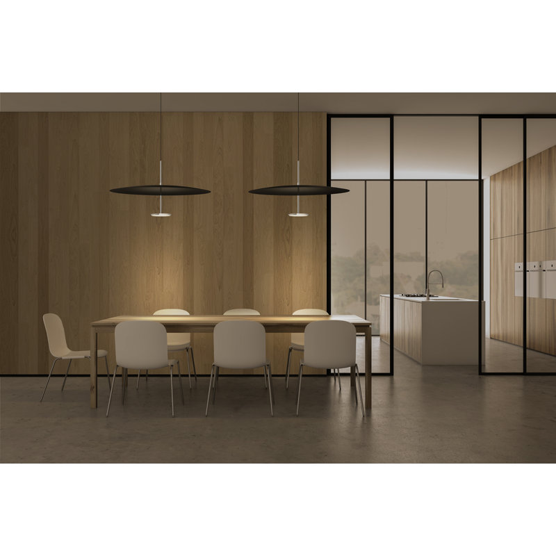 Sky 1 - Light Single Dome LED Pendant, 17.5" H x 32" W x 32" D, Black, Polished Aluminum