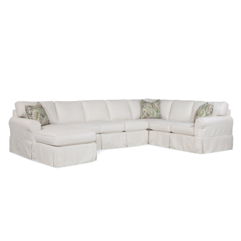 Bedford 4 - Piece Slipcover Chaise, Taupe Plaid; 0126-73, Left Hand Facing