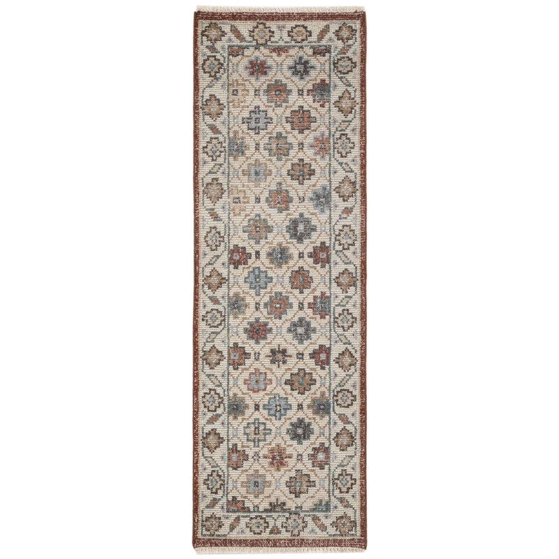 Tapis d'intérieur en laine noué à la main Dahlia, Tapis de couloir 2 pi 6 po x 8 pi