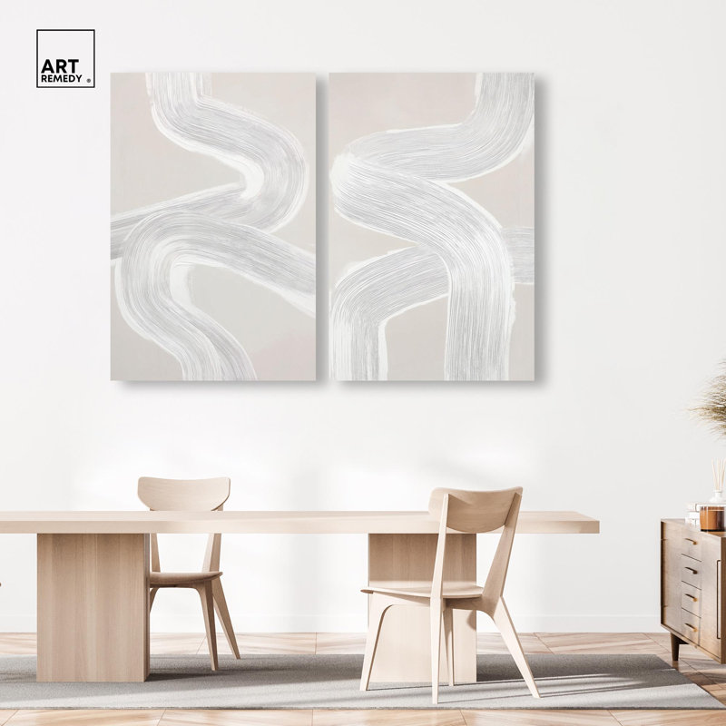 «Gentle Helix Duo», reproduction d'art sur toile, ensemble d'art abstrait Boho par Art Remedy, galerie tendue, 36 x 54