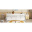 Lit plateforme simple en bois avec garde-corps et 2 tiroirs, blanc