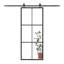 Porte de grange coulissante en aluminium noir, métal, verre clair, 6 carreaux, 91,4 cm x 213,4 cm (H), avec quincaillerie-85988862-91464670