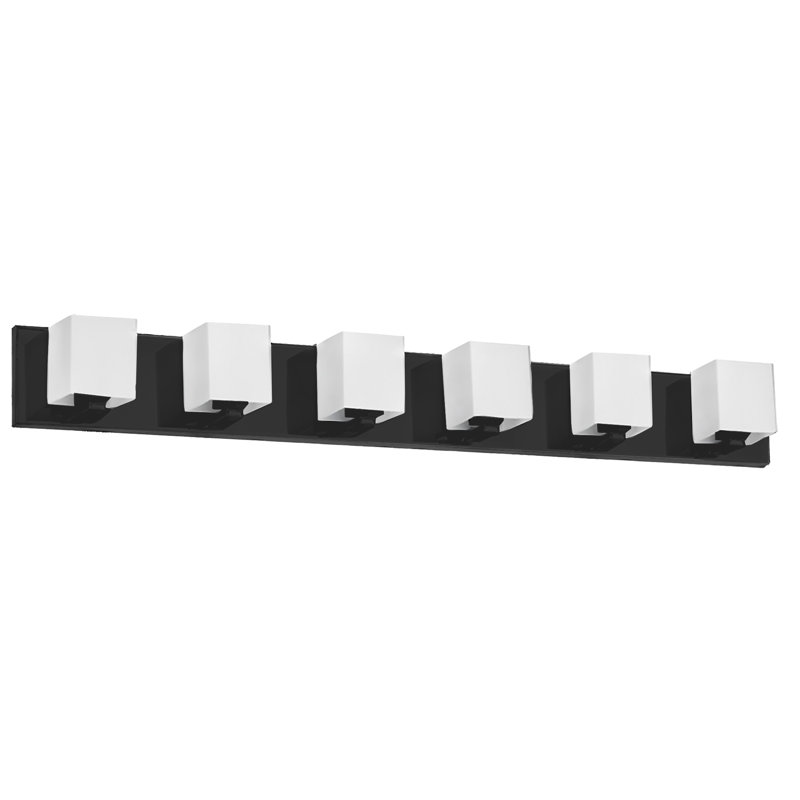 Verona 6 Light Dimmable Polished Chrome Vanity Light, Matte Black