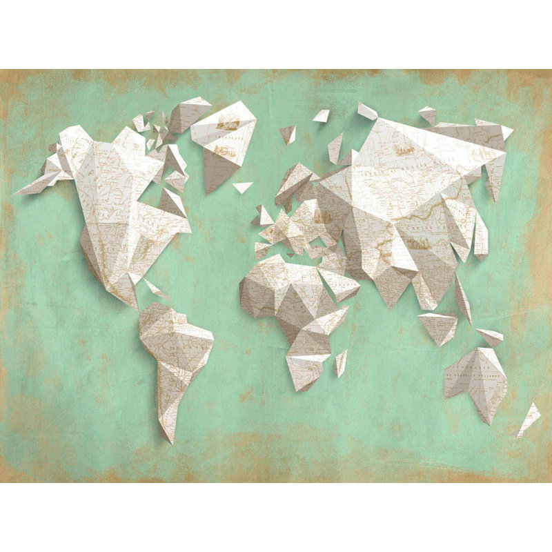A Different World (Mint & Gold) by Kaj Rama - Wrapped Canvas Print, 60cm H x 80cm W x 4cm D