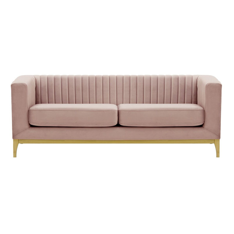 Bomia 3 Seater Sofa, Purple Velvet, Gold, 72cm x 201cm W x 83cm D