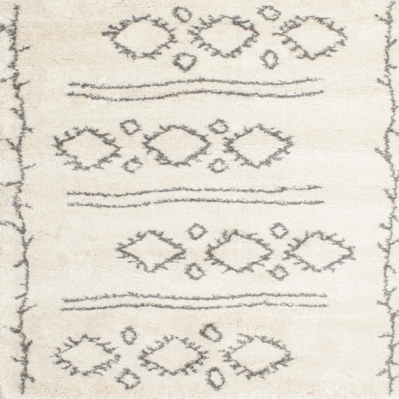 Tapis contemporain gris / crème Caistance, Carré 5 pi