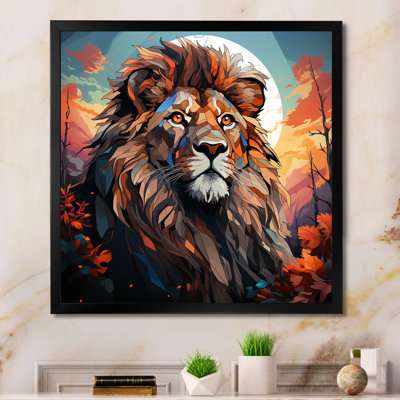 Décoration murale lune majestueuse, roi lion I - Lion