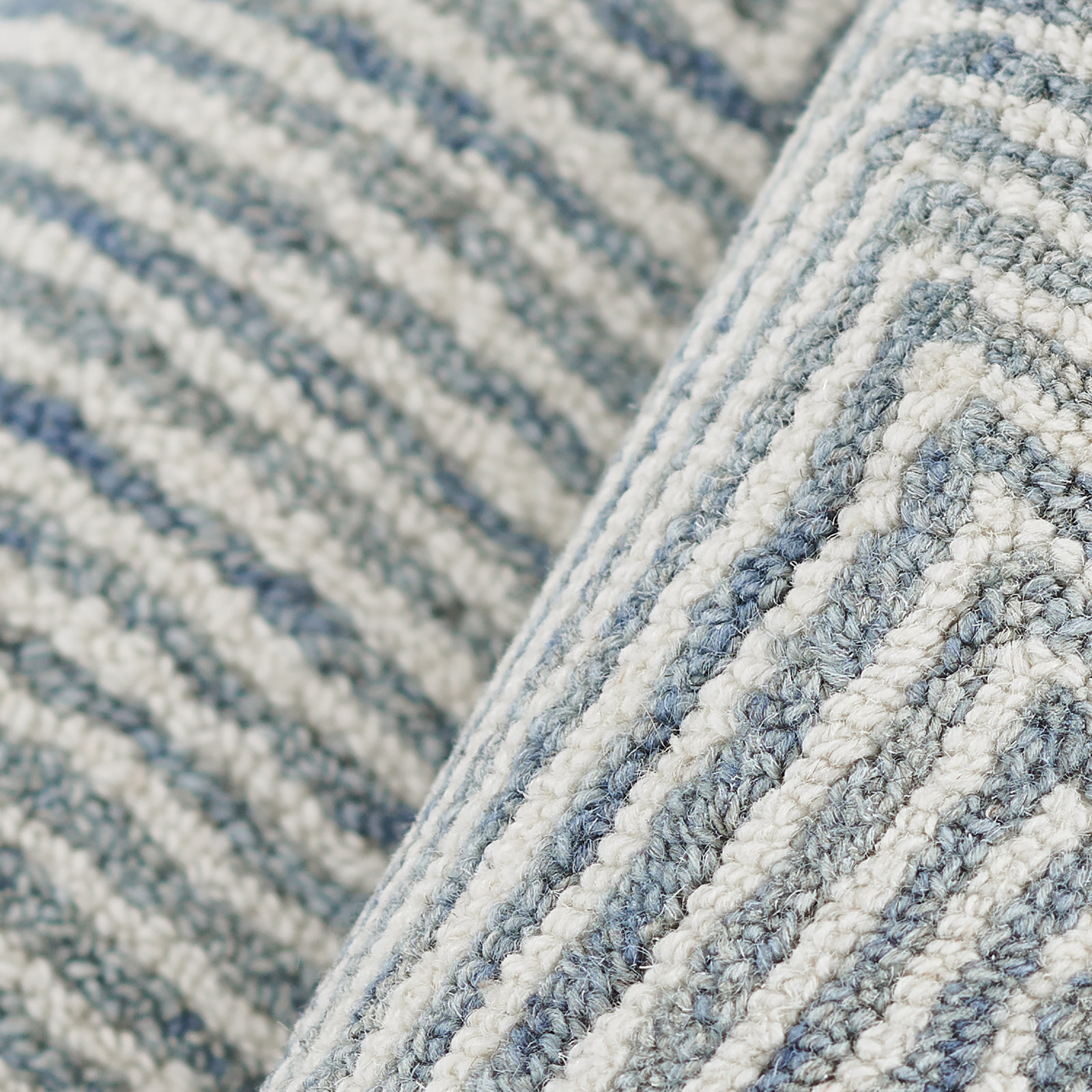 Wheaton Blue Beige Hand-Tufted Wool Chevron Rug, Runner 2'3" x 8'