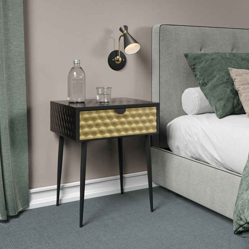 Loar 45cm W Metal Bedside Table