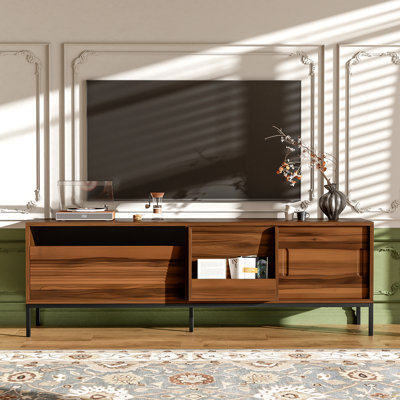 70.8'' Modern TV Stand For Tvs Up To 75 Inches, Entertainment Centre With Storage Space, Sliding Doors