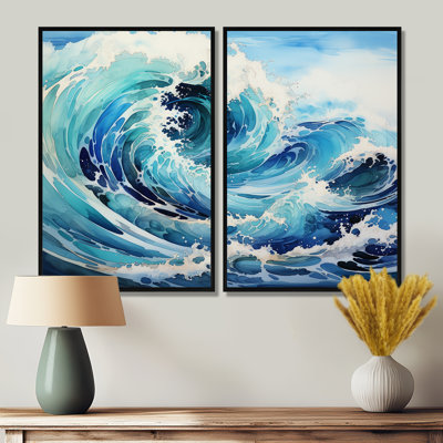 Blue Wave Ocean Storm - Blue Nautical Wall Art