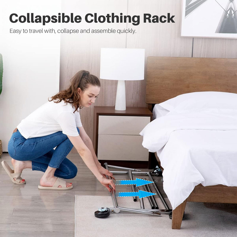 Heavy Duty Clothes Rail 136kg (300lbs) Capacity, Extendable Hanging Rack with Lockable Wheels