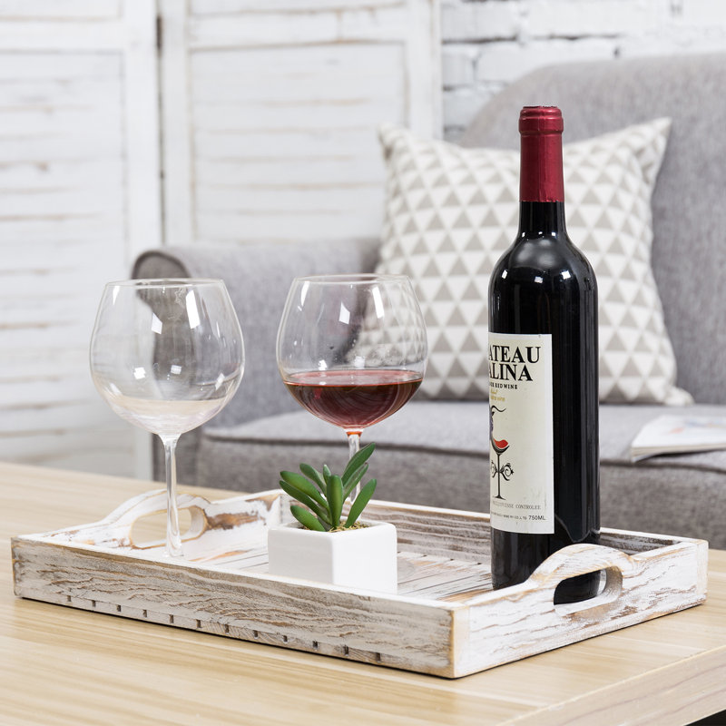 Table Wood Serving Tray with Handle