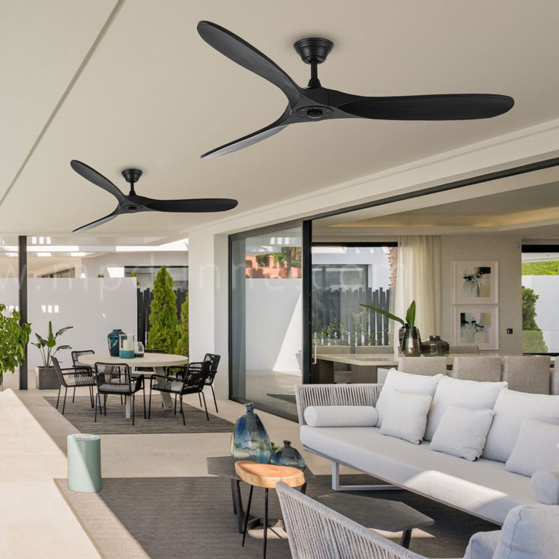 Ceiling Fans Without Lights, Ceiling Fan No Light, High Cfm Quiet 3 Blade Solid Wood Ceiling Fan, Large Modern Ceiling Fan With Remote, Propeller Outdoor Ceiling Fans For Patios