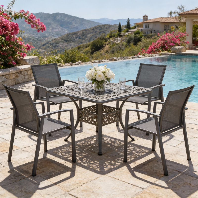 Ensemble de 4 chaises d'extérieur modernes de 22,4 po