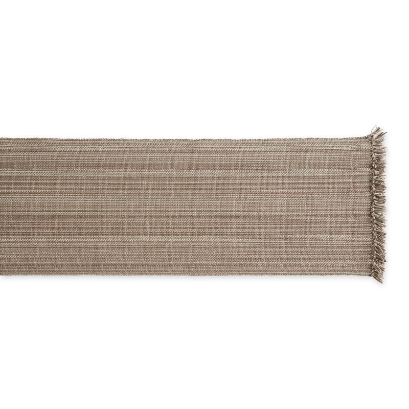 Hidetoshi Striped 100% Cotton Table Runner, 72" x 13", Mushroom