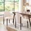 Chaises d'appoint pour salle à manger de cuisine en tissu beige doux avec structure en bois d'hévéa massif, ensemble de 2, P 24,02 po x l 21,46 po x H 33,46 po
