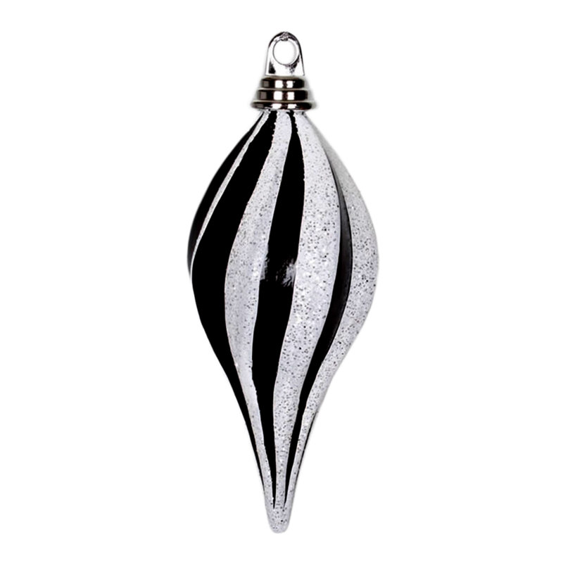 Candy Glitter Drop Ornament, 12" H x 6" W x 6" D, Black/White