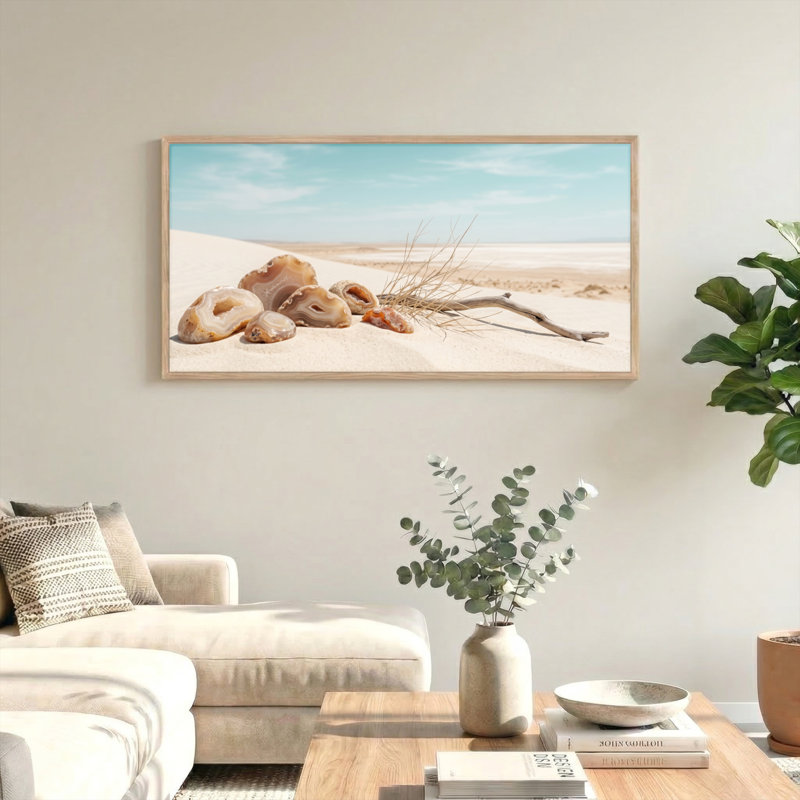 Ensemble de 1 tableau sur toile en agate du désert, L 40 po x H 20 po, Naturel