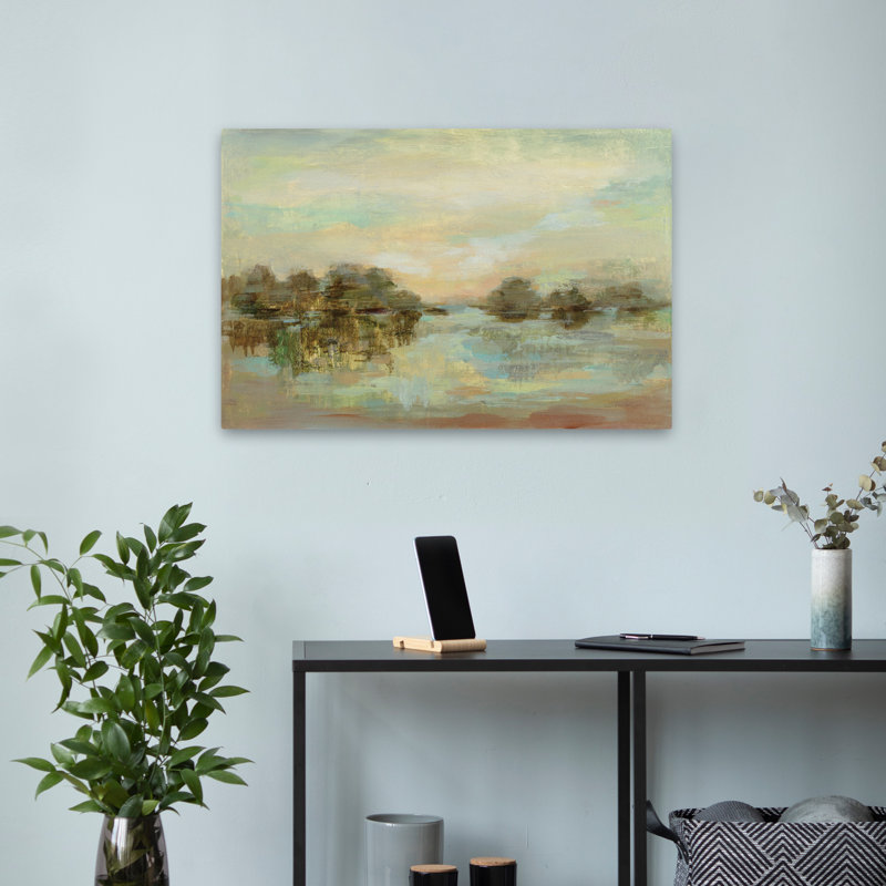 Lac Dreamy - bleu, brun, gris, vert, H 24 po x l 16 po