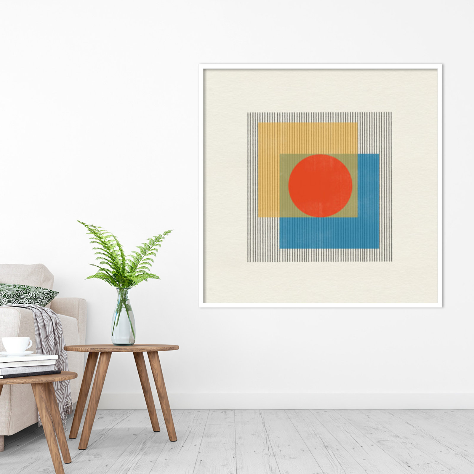 Midcentury Modern Object No 3 Print, White, 41" H x 41" W x 1" D