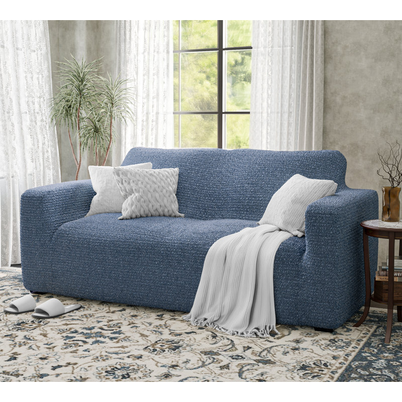Housse extensible pour canapé causeuse - Style italien et qualité supérieure - Collection CottonRich, Bleu