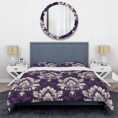 Purple White Damask Elegance II - Modern Duvet Cover Set