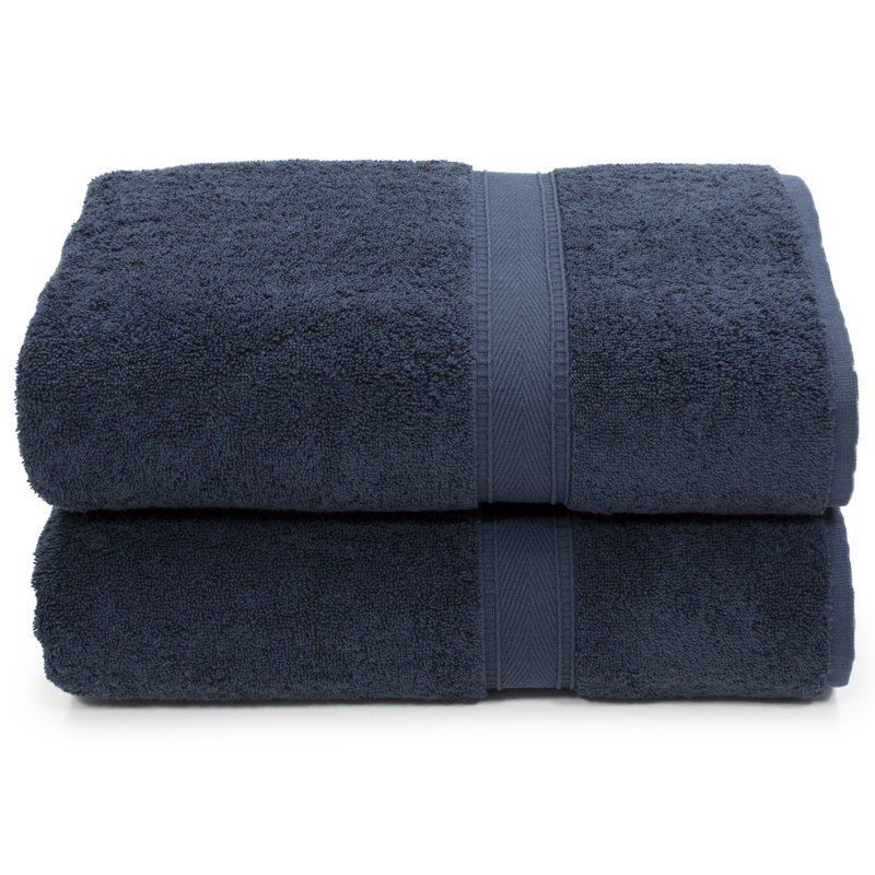 Ensemble de serviettes de bain en coton turc 2 pièces Sinemis, Bleu marine