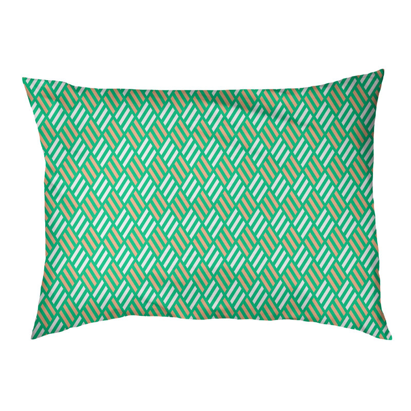 Coussin pour chien à rayures losanges Byrge, Grand (l 42,5 po x P 32,5 po x H 14 po), Vert / Orange