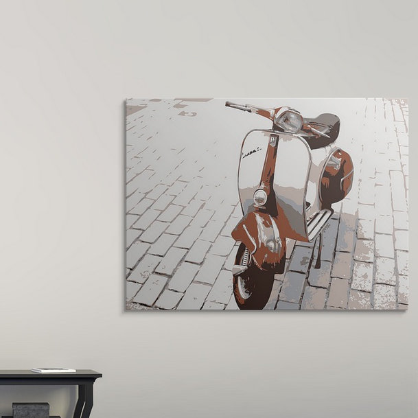« Vespa Scooter » par Francy, art graphique, H 27 po x l 36 po x P 1,5 po, Toile