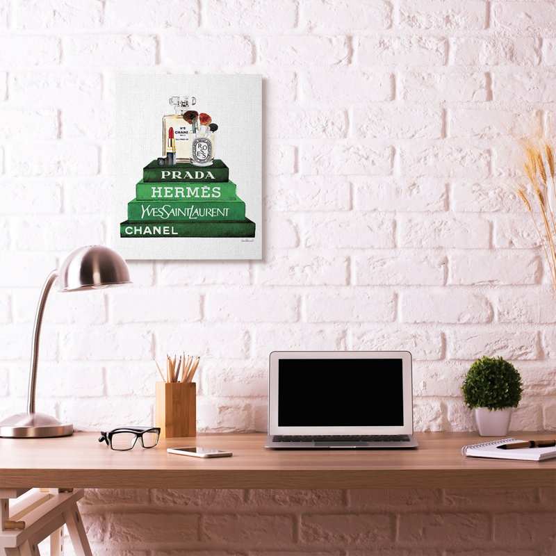 «Fashion Designer Makook Bookstack Green», impression, Toile tendue, H 30 po x l 24 po