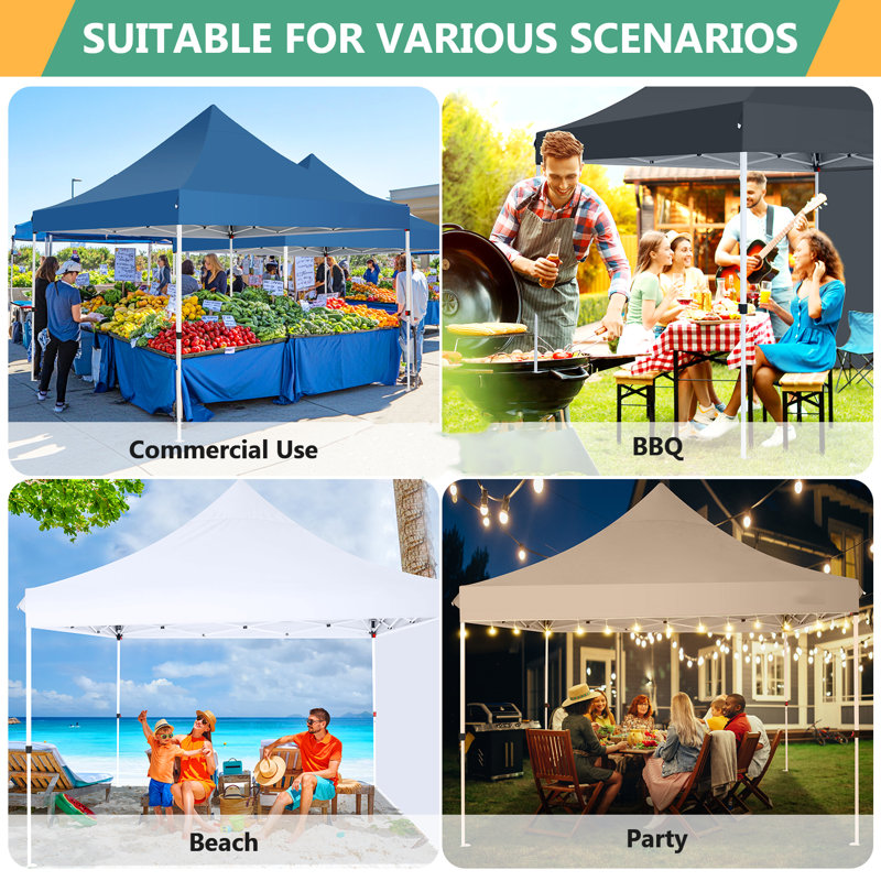 10x10 Pop Up Canopy with 4 Sidewalls, Blue