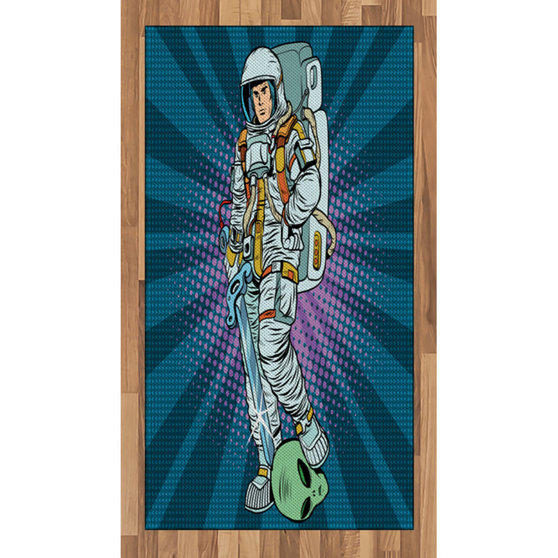Tapis décoratif à longues fibres en polyester à haute densité Astronaut, Rectangle 2 pi 7 po x 5 pi