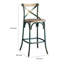 Chaise à hauteur de bar moderne de 29 po Chad, repose-pieds, dossier en X, vert, bois de chêne-98767257