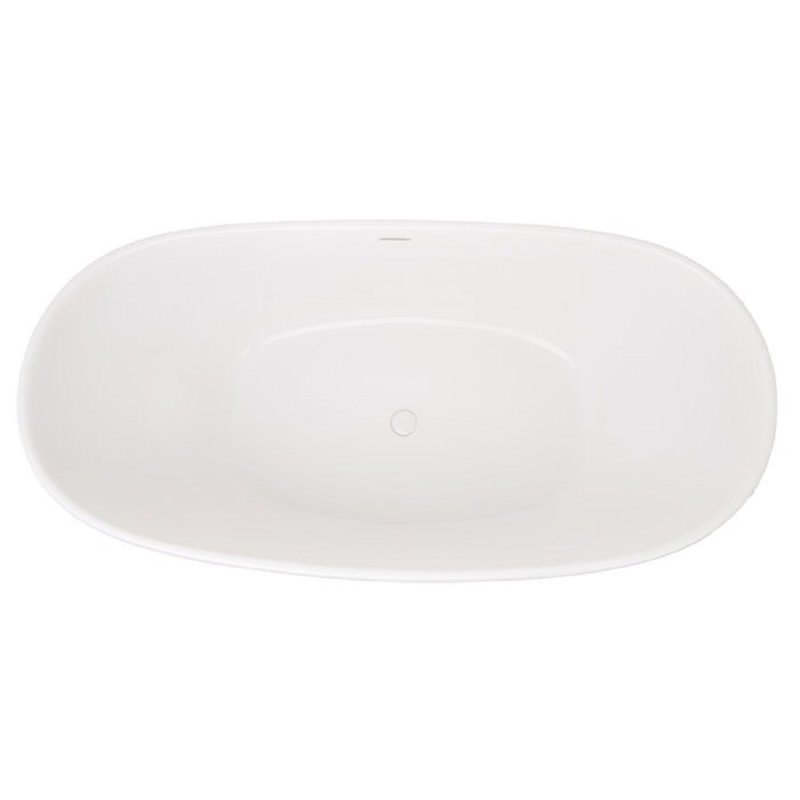 Metro Marquis 65" x 33" Freestanding Soaking Solid Surface Bathtub, Glossy White, Polished Chrome