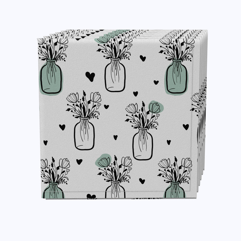 100% Cotton Bouquets In Jars Square Napkin