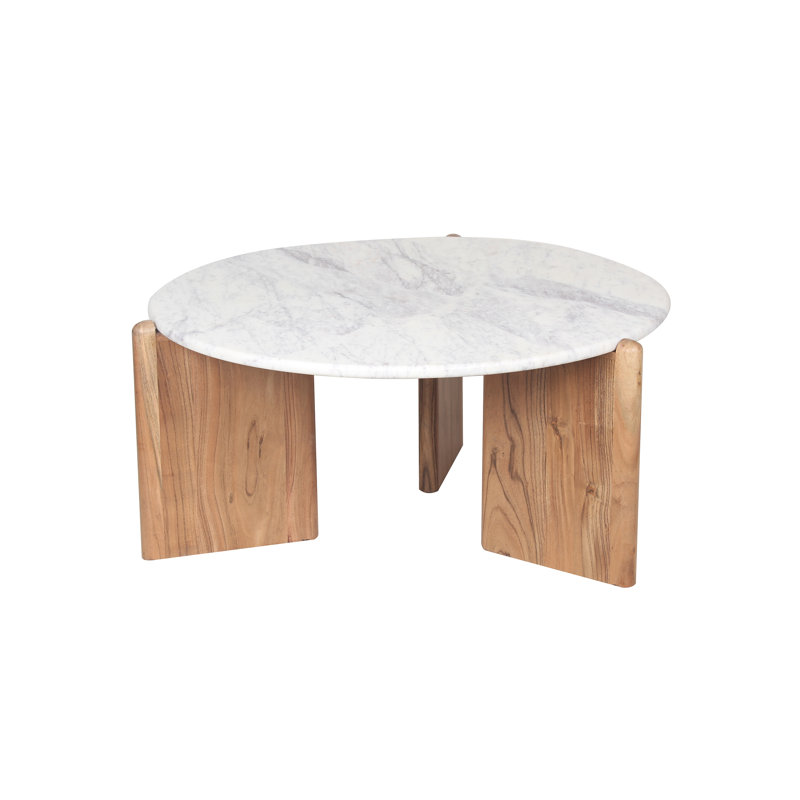 Solid Mango Wood Coffee Table, White