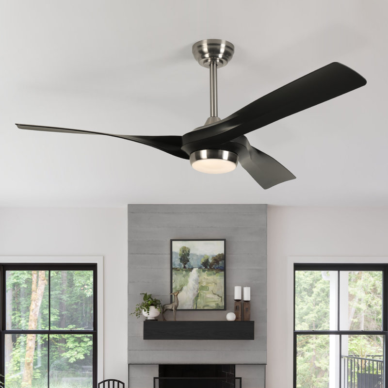 Ventilateur de plafond moderne 52 po avec éclairage à DEL et moteur à courant continu réversible 3 couleurs Karlena