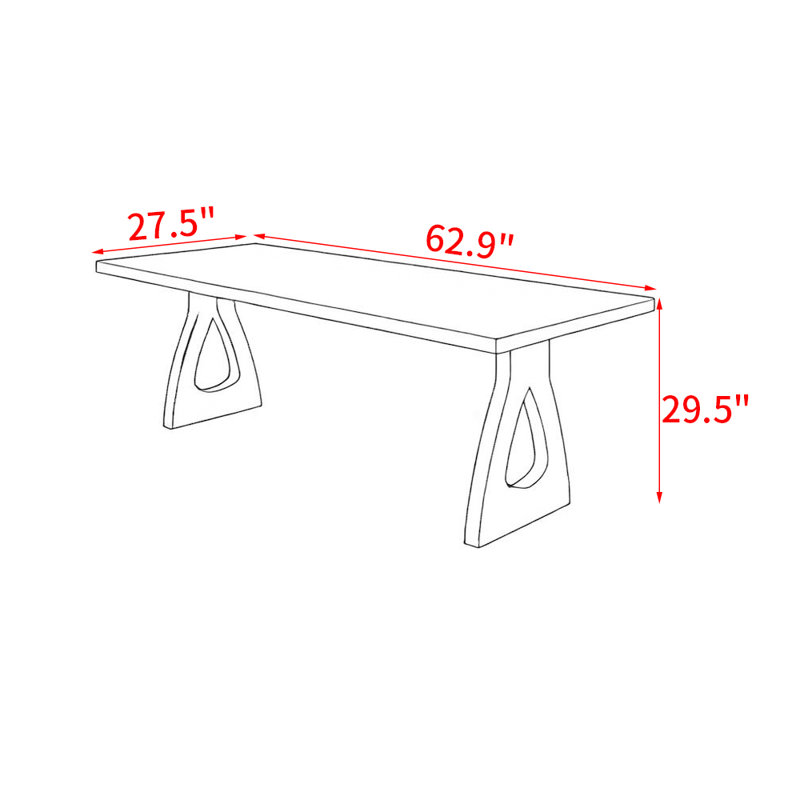 Table de salle à manger Elionna, H 29,5 po x L 62,9 po x l 27,5 po