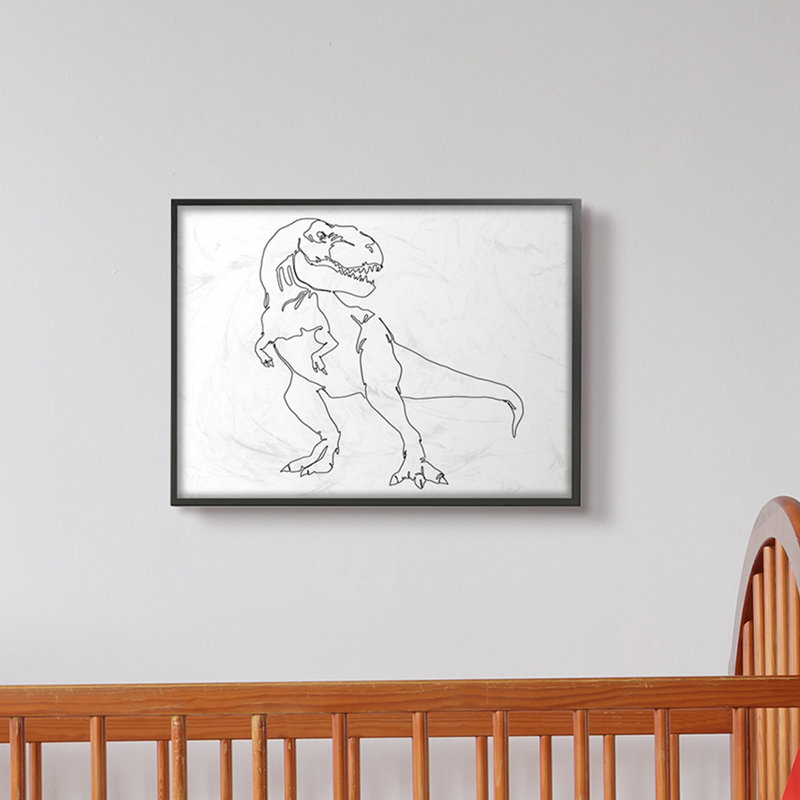 Dessin de Knap T-Rex, Estampe numérique Farmhouse, H 16 po x l 20 po x P 1,5 po