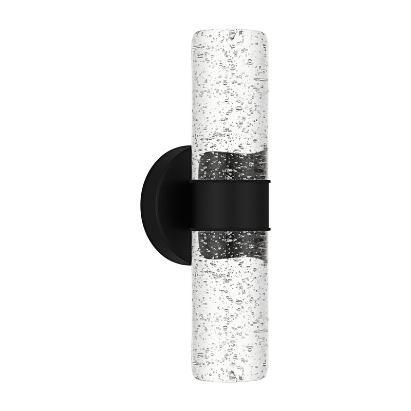 Maksat Integrated LED Matte Black Outdoor Wall Lantern, 14" H x 5" W x 4.5" D