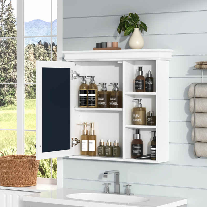 Bathroom Medicine Cabinet with Mirror, 28.7" H x 30.1" W x 7.2" D, White