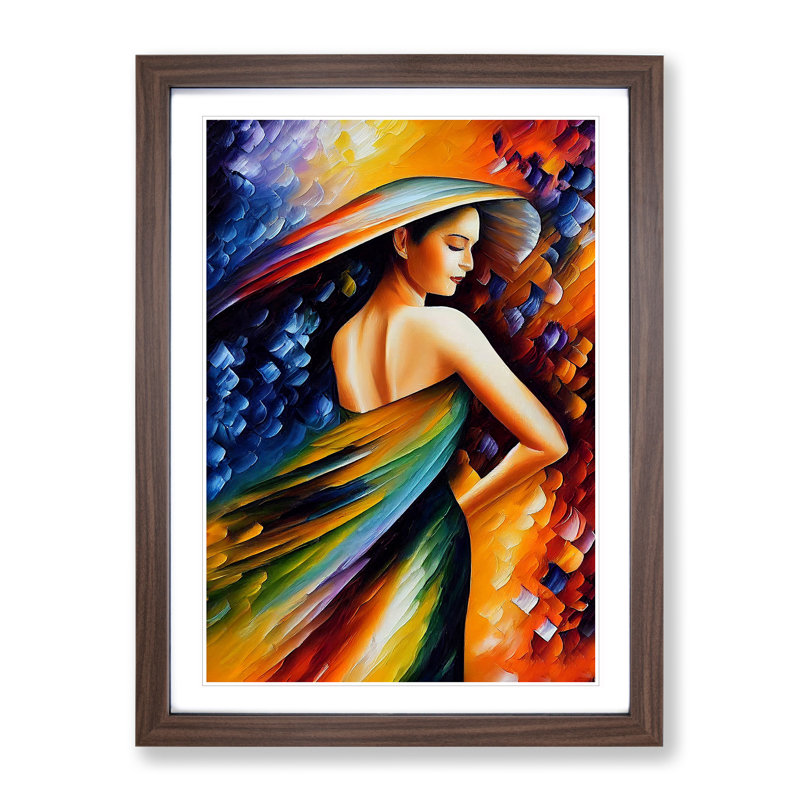 Portrait Of A Woman No.2 - Single Picture Frame Print, 34cm W x 25cm W x 2cm D, Walnut Framed