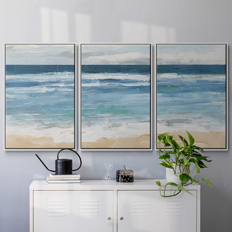 Ocean Waves II, reproduction sur toile 3 pièces, Blanc, H 24 po x l 48 po x P 2 po
