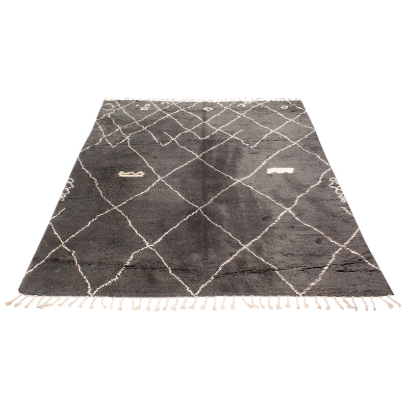 Tapis unique en laine gris foncé 8 pi 4 po x 10 pi 10 po Grogan