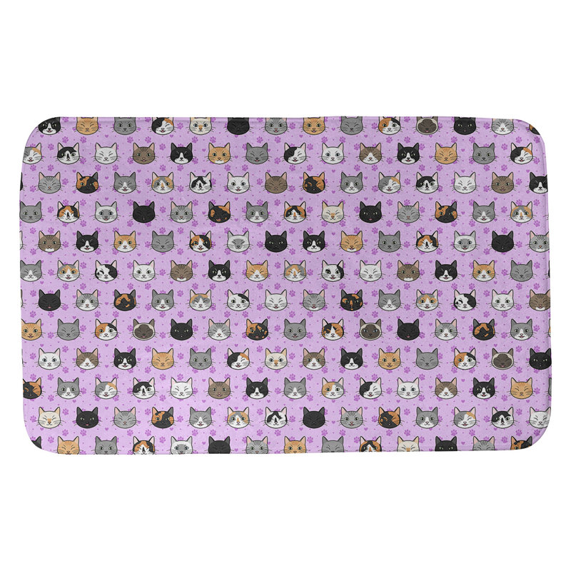 Tapis pour salle de bain chat Kitterman, l 17 po x L 24 po, Violet