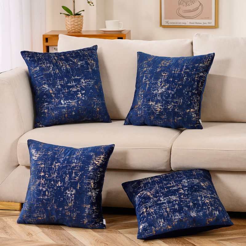 Abstract Patterened Velvet Cushion Pillow Cover | Throw Cushion Covers | 4 Pieces | Square, Pillow Cover Only - No Insert