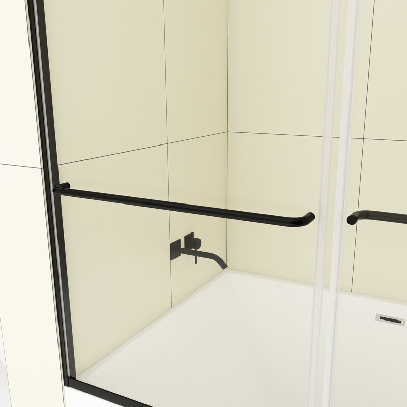 Porte de baignoire double coulissante 60 "x 58", Noir mat